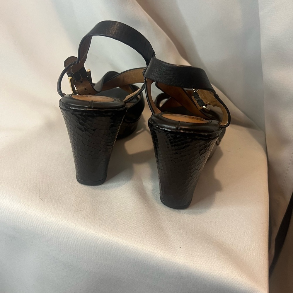 Söfft Black Leather Crisscross Slingback Wedge Sandals Comfort Size 6.5 - Picture 5 of 8